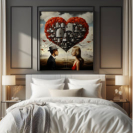 愛のシュールレアリズムのカップル フォトプリント           