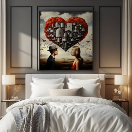 愛のシュールレアリズムのカップル フォトプリント           