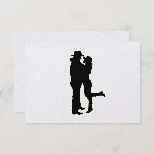 愛のシルエットのカウボーイと女性のカーボーイ-空白の内側 出欠カード (正面/裏面)