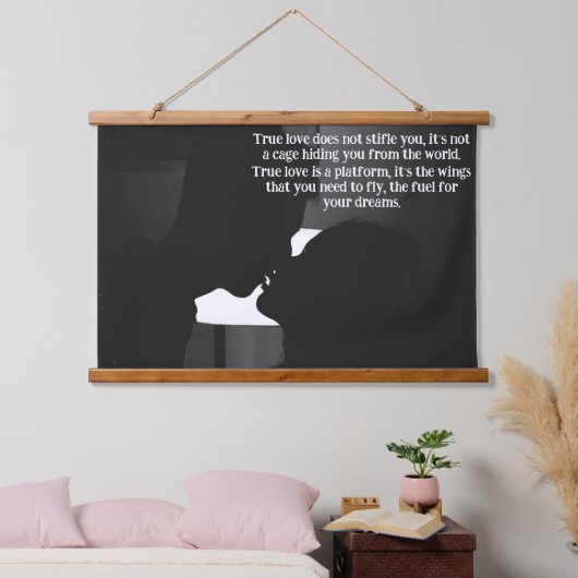 愛のシルエット引用文 吊り下げ型タペストリー (寝室)