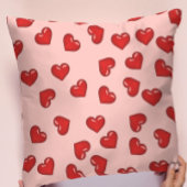 愛のシンフォン:赤いハートパターン鮮やかピンク クッション