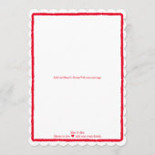 愛のシンプルな赤いハートのスクリプト結婚式 メニュー (裏面)