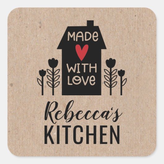 愛のシンプル筏で作られた可愛い スクエアシール (正面)