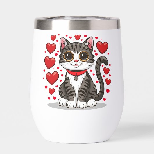 愛のシンボルのある猫のクリップアート-85245 (背面)