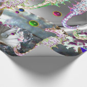 愛のシーホース、ピンクのティール（緑がかった色）ブルーの母の真珠 ラッピングペーパー (角)