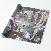 愛のシーホース、ピンクのティール（緑がかった色）ブルーの母の真珠 ラッピングペーパー (アンロールド)