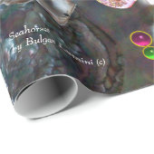 愛のシーホース、ピンクのティール（緑がかった色）ブルーの母の真珠 ラッピングペーパー (ロールコーナー)