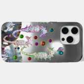 愛のシーホース、ピンクのティール(緑がかった色)ブルーの母の真珠 Case-Mate iPhoneケース (裏面 (横))