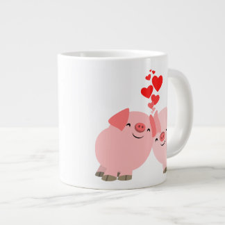 愛のジャンボマグカップにかわいい漫画の豚 ジャンボコーヒーマグカップ