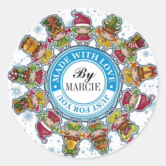 愛のステッカーで作られたクリスマス – SRF ラウンドシール (正面)