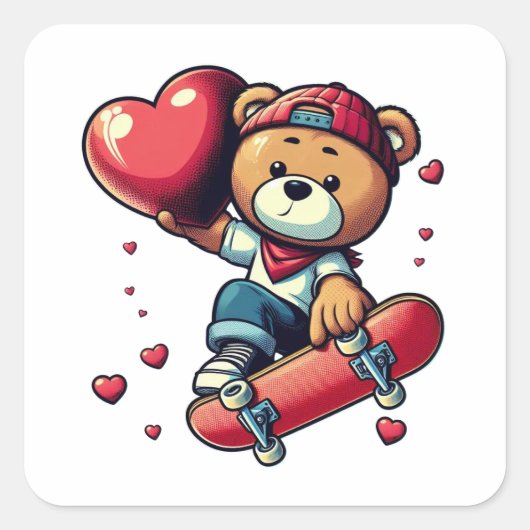 愛のステッカーを送信 スクエアシール (正面)