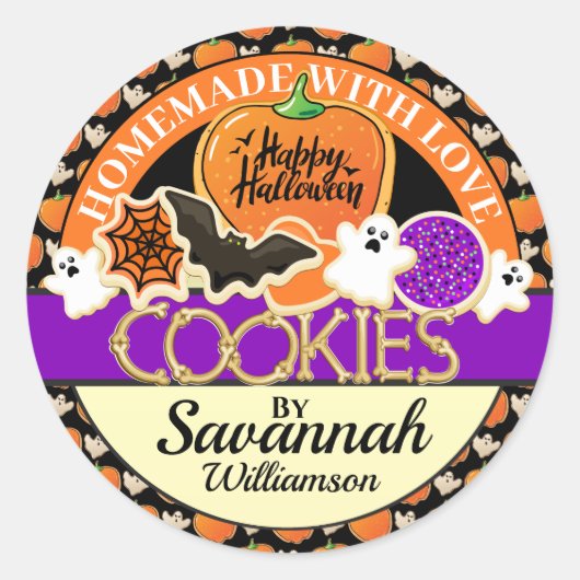 愛のステッカー付きハロウィーン自家製 ラウンドシール (正面)