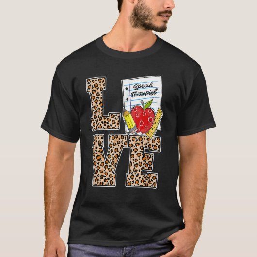 愛のスピーチセラピスト感謝ヒョウ戻る Tシャツ (正面)