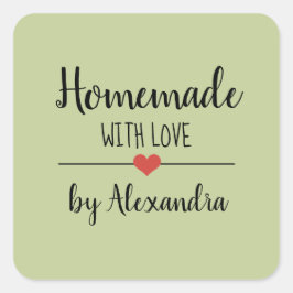 愛のセージ緑のスクリプト名と自家製 スクエアシール