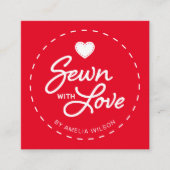 愛のソーシャルメディスタイリッシュアで縫われた編集可能なカラー スクエア名刺 (正面)