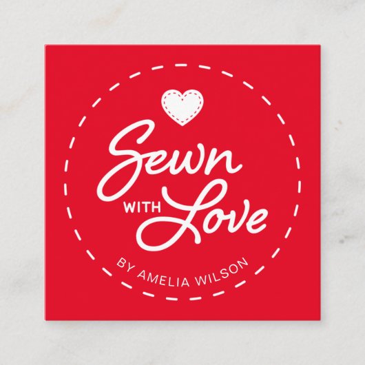 愛のソーシャルメディスタイリッシュアで縫われた編集可能なカラー スクエア名刺 (正面)