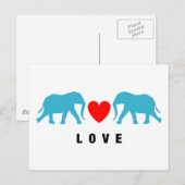 愛のゾウカップル ポストカード (正面/裏面)