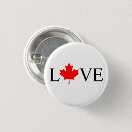愛のタイポグラフィとカナダアカエデの葉 缶バッジ