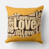 愛のタイポグラフィー黄色の濃淡パターン クッション (正面)