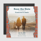 愛のタイポグラフィ縁どあなたの写真の日付を保存 マグネット招待状 (正面/裏面)