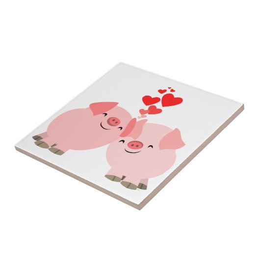 愛のタイルを貼ったかわいいマンガの豚 タイル (側面)