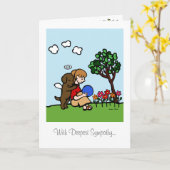 愛のチョコレートラブラドールの天使 カード (黄色い花)