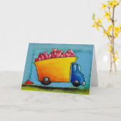 愛のトラックおもしろいユニークハッピーアーお洒落ト カード (黄色い花)