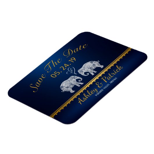 愛のトン – 象カップルインディアン日付を保存 マグネット (左側)