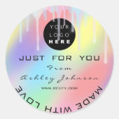 愛のドリップで作られたロゴ自筆証書ありがとう ラウンドシール (正面)