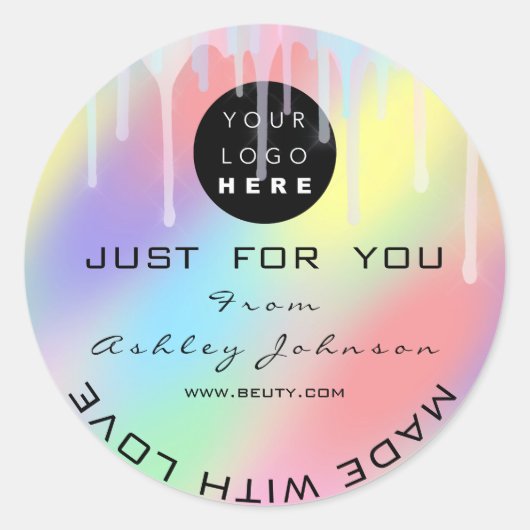 愛のドリップで作られたロゴ自筆証書ありがとう ラウンドシール (正面)