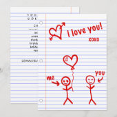 愛のノート紙のスケッチが好き 招待状 (正面/裏面)