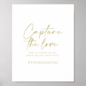 愛のハッシュタグの金ゴールドのサインを取モダン得すエレガントる ポスター (正面)