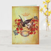 愛のハト カード (黄色い花)