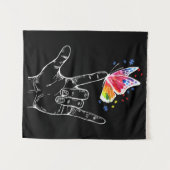 愛のハンドサイン 言語 バタフライ 自閉症 タペストリー (正面(横))