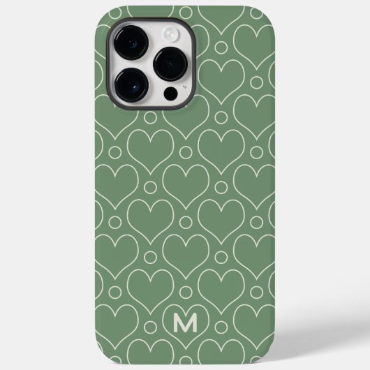 愛のハートと水玉模様のパターンの緑 Case-Mate iPhoneケース (裏面)
