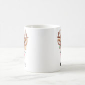 愛のハートのキャンディケーンのトナカイのカスタムネーム コーヒーマグカップ (中央)