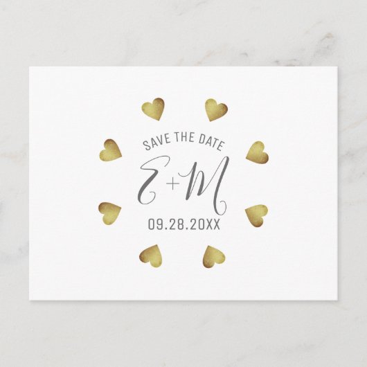 愛のハートの救輪結婚の日 案内ポストカード (正面)