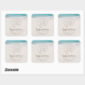 愛のハートを砂のビーチ結婚式に広げる スクエアシール (シート)