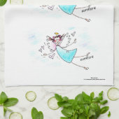 愛のハートを連れてくる笑顔の青いガウンの天使 キッチンタオル (折り畳み)