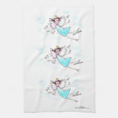 愛のハートを連れてくる笑顔の青いガウンの天使 キッチンタオル (縦)