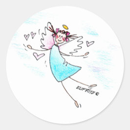 愛のハートを連れてくる笑顔の青いガウンの天使 ラウンドシール