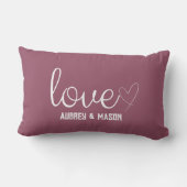 愛のハートスクリプトバラワイン名前をカスタムする枕 ランバークッション (裏面)