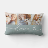 愛のハートスクリプトミストカスタム3フォトコラージュ ランバークッション (裏面)