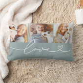 愛のハートスクリプトミストカスタム3フォトコラージュ ランバークッション (ブランケット)