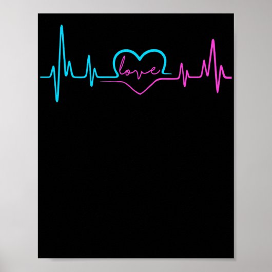 愛のハートビートピンクとブルーバレンタインデー ポスター (正面)