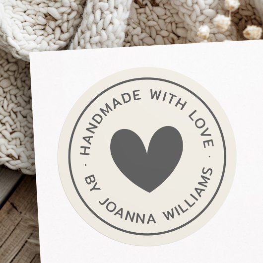 愛のハート名で手作りライトタンブラウン ラウンドシール