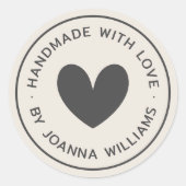 愛のハート名で手作りライトタンブラウン ラウンドシール (正面)