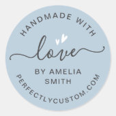 愛のハート名で手作りURLほこりっぽいライトブルー ラウンドシール (正面)