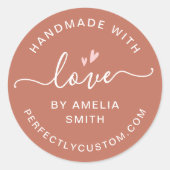 愛のハート名で手作りURL terracotta brown ラウンドシール (正面)