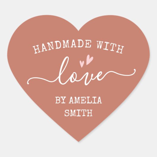 愛のハート名terracotta brown手作り ハートシール (正面)